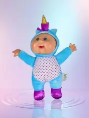 Cabbage Patch Cuties Pipa Unicorn Plush Doll Pajamas Blue With Purple Polka Dots