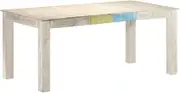 Solid Mango Wood Dining Table White Finish: 180x90x76 cm, Farmhouse Kitchen, Dinner, Room, Table, Wood Sets
