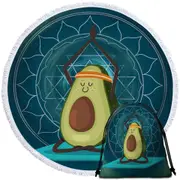 Funny Yoga Avocado Beach Towel