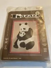 1984 bunka Kazari Punch Embroidery kit, Panda bears, 12 x 16 inch