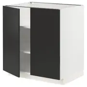 METOD base cabinet with shelves/2 doors, white/Nickebo matt anthracite, 80x60x80 cm