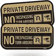 Private Driveway Sign, Heavy Aluminum Private Driveway No Trespassing Sign, No Turnaround Reflective, UV Protected and Weatherproof, Easy to Mount, 12'' x 6''(2 Pack)