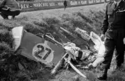 The wreckage Alpine Renault driven by Mauro Bianchi after it b- 1968 Old Photo
