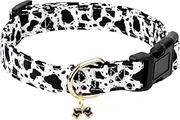 Gelwoo Cotton Dog Collar,Soft and Cute Puppy Collars with Crow Patterned Design for Girl Female Boy Dogs,Adjustable Buckle Pet Collar for Small Medium Large Dogs (Cow Print, L)