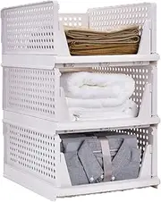 10x Foldable Stackable Slidable Multi Purpose Plastic Storage Drawer Box L