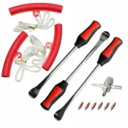 12PCS Motorcycle Spoon Tire Iron Kit Tire Lever Change Tool W/ Rim Protectors B