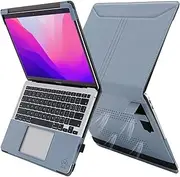 TYTX Compatible MacBook Pro Case 13 Inch, PU Leather Laptop Cover for 2016-2024 Model M2 A2338 M1 A2251 A2289 A2159 A1989 A1708 A1706, with Vents and Stand Function, GrayBlue