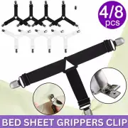 4/8Pcs Triangle Fitted Bed Sheet Grippers Strap Clips Mattress Suspenders Holder