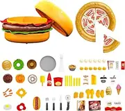Nankoyal Pretend Play Kitchen Food Set | Colorful Role Play Toys - Portable Kids Travel Activities, Fine Motor Skills Learning Game for Boys, Girls
