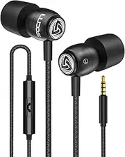 [Ludos] Clamor Wired Earbuds with Microphone in-Ear Headphones - Wired Earphones with Microphone & Call Control, Noise Isolating Memory Foam, Tangle-Free Cord for iPhone, iPad, Computer, Laptop
