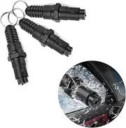 Two in one safety escape tool, car window crusher, glass breaker, safety belt cutter, key chain, land and underwater emergency escape tools of 3pack, Black