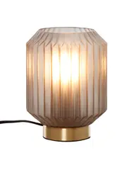 Clancy 1 Light Table Lamp in Brass with Smoked Glass Shade