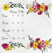 Newborn Month Blanket Floral Print Baby Photo Background Cloth Premium Polyester Fabric High Definition Design Hand and Machine Washable for Tapestry and Rug