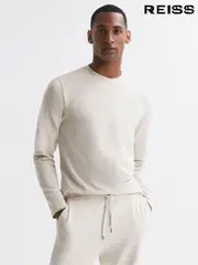 Reiss Oatmeal Melange Adam Crew Neck Fleece Lined Sweatshirt (C33731) | $135