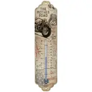 Nostalgic Art 28x6.5cm Wall Thermometer Room Temperature Metal Route 66 Bike Map