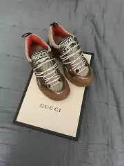 NIB GUCCI FLASHTREK METALLIC LEATHER SNEAKERS 37/7 WOMENS BOX DUSTBAG