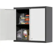Dual-Tone Metal Wall-Mounted Locker - Adjustable Shelf 2 Doors Overhead Storage