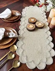 [Enliven] Handmade Beaded Table Runner, Pearl White, Wedding Table Runner 13x36inch
