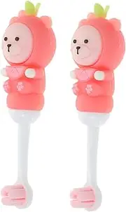 HAWILLOSCH Manual Kids Toothbrushes 2pcs Soft Bristle Toddlers Toothbrush Age 0-9 Bear Shape