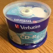 50 VERBATIM Printable CD-R 52X 700MB 80 Min. Compact Discs New Sealed