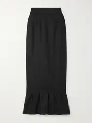 [Posse] Posse - Matilda Ruffled Linen Midi Skirt - Black - xx small xx small Black