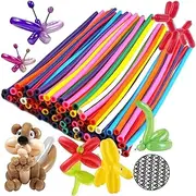OOTSR Balloon Animals Kit Twisting Balloons (100pcs) with Unbreakable Air Pump - 260Q Latex Long Balloons for Animal Shape Party, Birthday, Clowns, Wedding Decorations w/Eye Stickers and Hand Pump