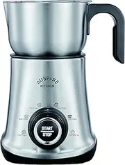 AUSPURE Milk Frother Advanced Electric, Milk Foam Maker, Thin & Tick, Hot & Cold, 6-Modes for Coffee Latte, Cappuccino, Hot Chocolates, Hot Milk Tea, Best Kitchen Tools, Whisk & Milk Jug (Renewed)