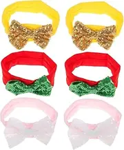 [BIUDECO] 6 Pcs Christmas Headband Baby Girls Hair Accessories Kids Hair Accessories Baby Girl Headbands with Bows Baby Hair Accessories Knot Headband Hair Towel Newborn Bow Tie