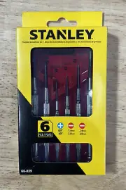 Stanley Tools 6pc Precision Screwdriver Set - 66-039 - Electric / Small Repair