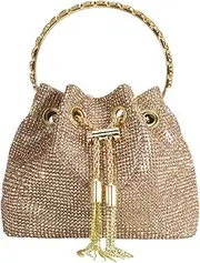 [DJBM] Women Full Diamonds Bucket Handbag Rhinestone Clutch Purse Evening Clutch for Women Party Prom Cocktail Wedding