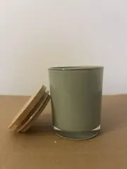 6 Empty Gray GreenCandle Jars with Lids 6.7oz/200ml