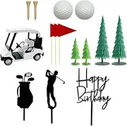 harayaa Golf Birthday Cake Toppers Golf Cake Decorations Supplies Mini Toys Cake Picks Cupcake Toppers for Party Birthday, White Golf Cart