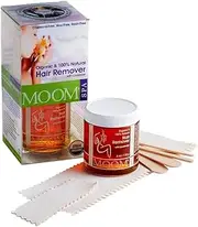 MOOM - Organic Sugar Wax Hair Removal Kit for Underarm, Face & Bikini, Infused with Lavender, Includes Strips & Sticks, Ideal for Sensitive Skin - 6 oz