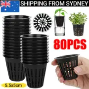 80Pcs Heavy Duty Hydroponic Mesh Pot Net Cup Basket Hydroponic Plant Grow Black