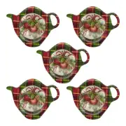 Keller-Charles 5 Melamine Tea Bag Holder Susan Winget Holiday Plaid Christmas