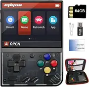 Ampown Miyoo Mini Plus Handheld Game Console 3.5 inch Classic System Retro Video Games Consoles Portable Rechargeable Hand Held 64G with Case (Black)