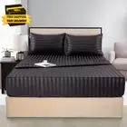 Satin-Silk Sheets California King Size Bed Set, Black Soft Cooling Deep Pocket