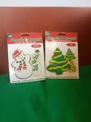 NEW TWO WILTON COOKIE CUTTER & STENCIL SET , TREE & SNOWMAN