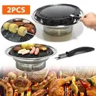 2Pcs Korean Style Table Charcoal Portable BBQ Grill Camping Fire Pit For Outdoor