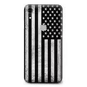 Skins Decal Wrap for Apple iPhone XR - Black White Grunge Flag USA America