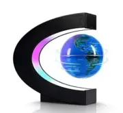 Magnetic Levitation Midair Floating Spinning Globe C Shape Frame with LED Lights
