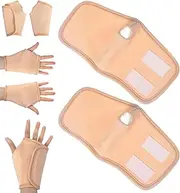 Castor Pack Wrap, 2 Pcs Hand Wrap for Pain, Reusable Castor Oil Pad with Hook-and-Loop Comfortable Fit for Women and Men (Skin Color)