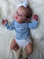 Pinky Reborn Lifelike Newborn Baby Dolls - 21 Inch 52CM Realistic Reborn Baby Dolls with Hand Draw Hair Soft Body Silicone Baby Dolls with Tendons and Collaterals That Look Real Toy for Kids Age 3+