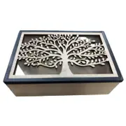 Kitchen Classic Black With Tree Wooden Box with Glass Lid BX494