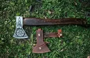 Viking Axe Bearded Ashwood Carbon Steel Norse & Leather Sheath - Free Engraving