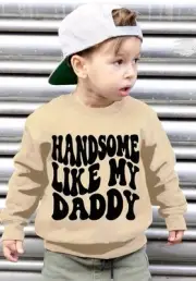 HANDSOME LIKE MY DADDY Kids sweater jumper Father's pride Gift Size 5/6y Beige