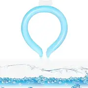 Reusable Cooling Neck Wraps Tube, Chilly Ice Ring Pack for Hot Weather (Blue)