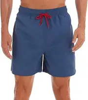 [SONGDAI] Men's Quick Drying Swim Trunks Elastic Waistband Swimming Shorts Men's Swimwear Mesh Lining Board Shorts