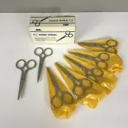 Vintage Abel 4.5" Kiddie Shears Scissors LOT of 7 Chrome Plated NEW 1985