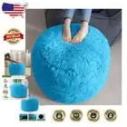 Lightweight Round Faux Fur Pouf Stool with Memory Foam - Ideal Foot Rest